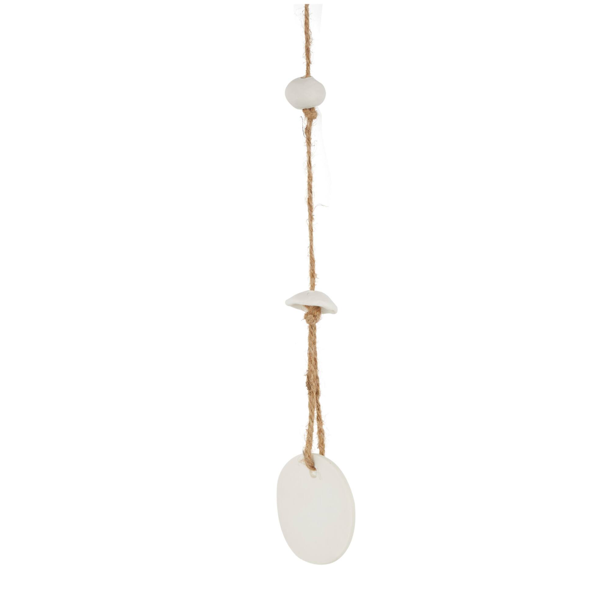 23" Black Ceramic Handmade Curved Bell Windchime with Cascading White Disks